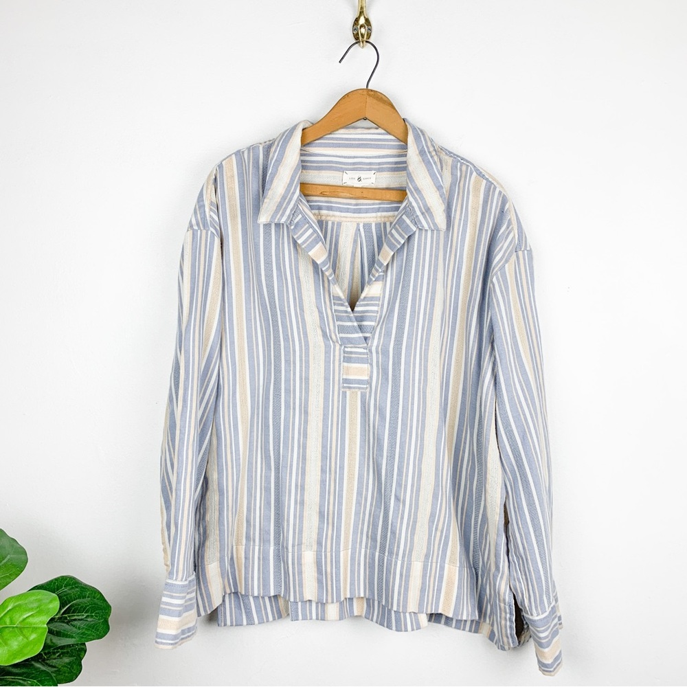 Lou & Grey Women’s Striped Popover Blouse Sz XL